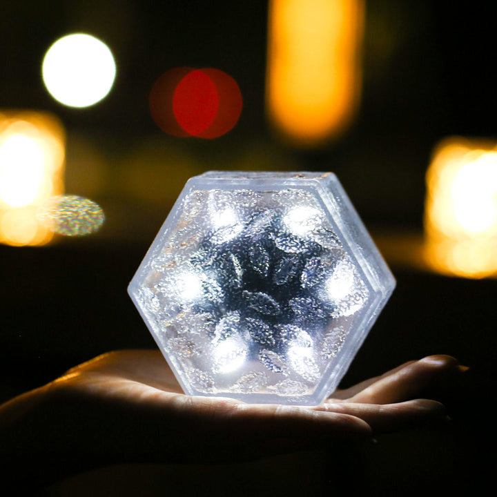 Lumière de Paysage pour Pelouse LED en ABS PVC avec Tuiles de Glace Hexagonales Étanches Solaire Minimaliste Moderne pour Patio Extérieur 