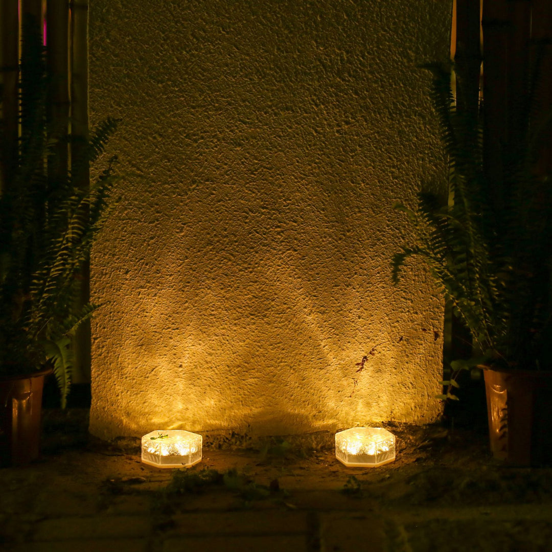Lumière de Paysage pour Pelouse LED en ABS PVC avec Tuiles de Glace Hexagonales Étanches Solaire Minimaliste Moderne pour Patio Extérieur 