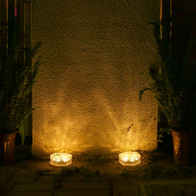 Moderna luz de paisaje para césped con LED, azulejo de hielo hexagonal solar minimalista impermeable de ABS y PVC para patio al aire libre 