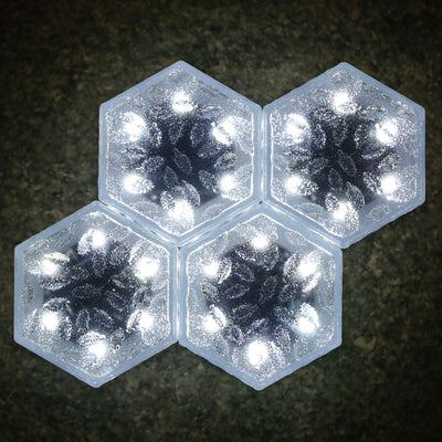 Moderna luz de paisaje para césped con LED, azulejo de hielo hexagonal solar minimalista impermeable de ABS y PVC para patio al aire libre 