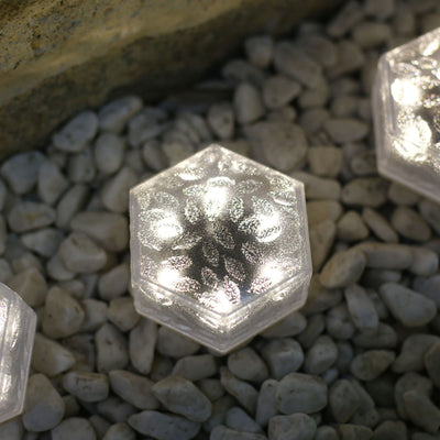 Moderna luz de paisaje para césped con LED, azulejo de hielo hexagonal solar minimalista impermeable de ABS y PVC para patio al aire libre 