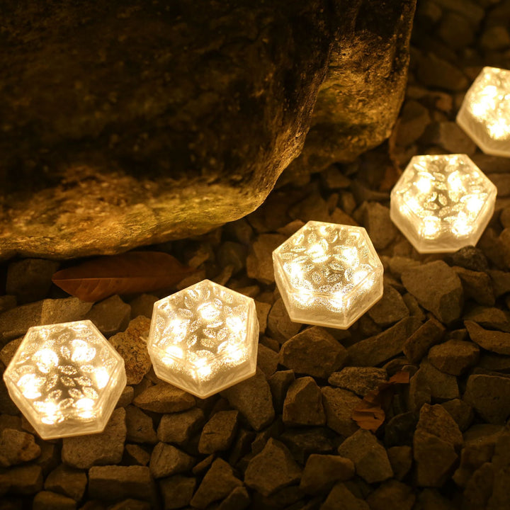 Lumière de Paysage pour Pelouse LED en ABS PVC avec Tuiles de Glace Hexagonales Étanches Solaire Minimaliste Moderne pour Patio Extérieur 