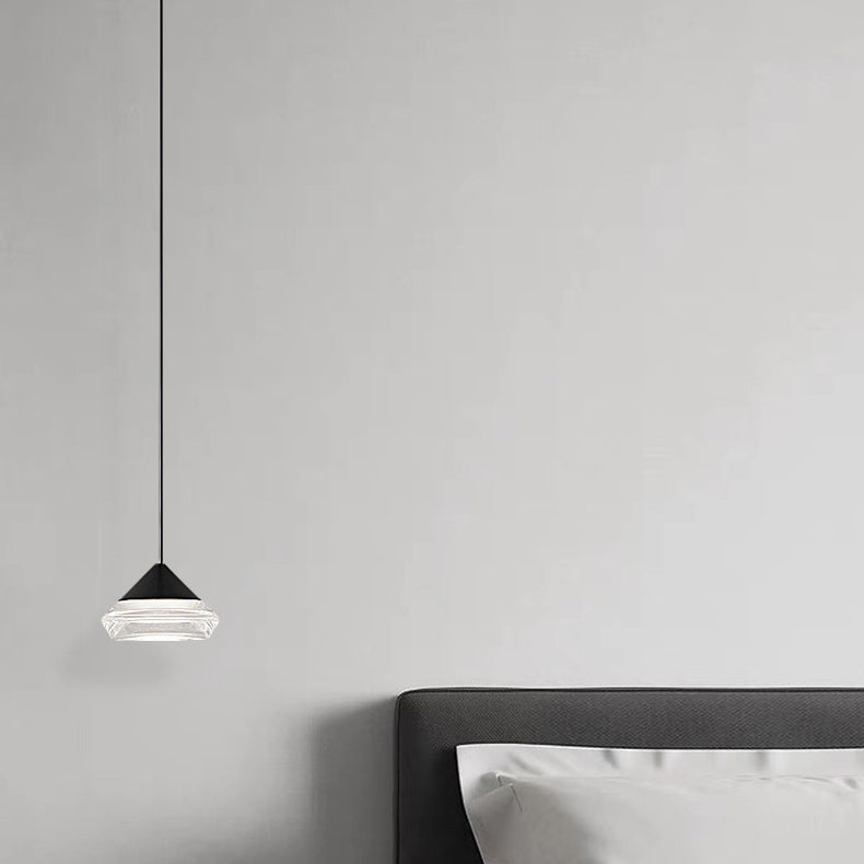 ضوء قلادة LED من الألومنيوم والأكريليك بقاعدة أسطوانية مستديرة مثلثة حديثة بسيطة لغرفة النوم 