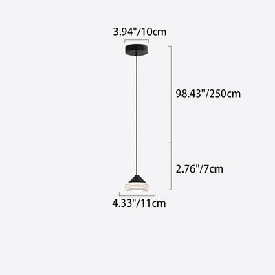 ضوء قلادة LED من الألومنيوم والأكريليك بقاعدة أسطوانية مستديرة مثلثة حديثة بسيطة لغرفة النوم 