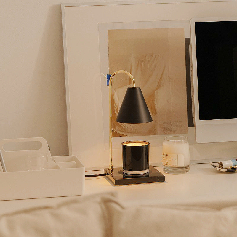 Lampe de table en cire fondante à 1 lumière en marbre et fer carré rond scandinave contemporain pour chambre 