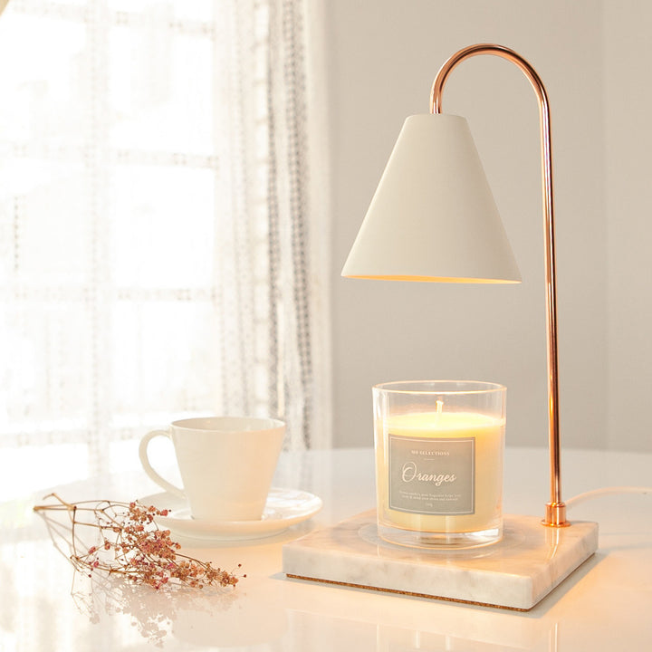 Lampe de table en cire fondante à 1 lumière en marbre et fer carré rond scandinave contemporain pour chambre 