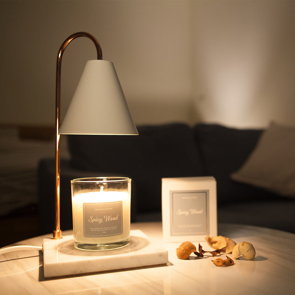 Lampe de table en cire fondante à 1 lumière en marbre et fer carré rond scandinave contemporain pour chambre 
