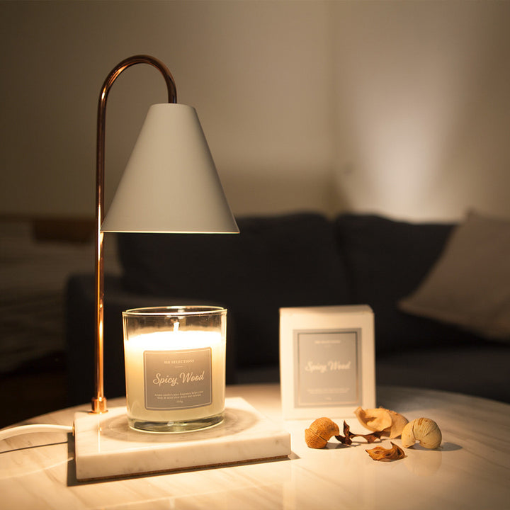 Lampe de table en cire fondante à 1 lumière en marbre et fer carré rond scandinave contemporain pour chambre 