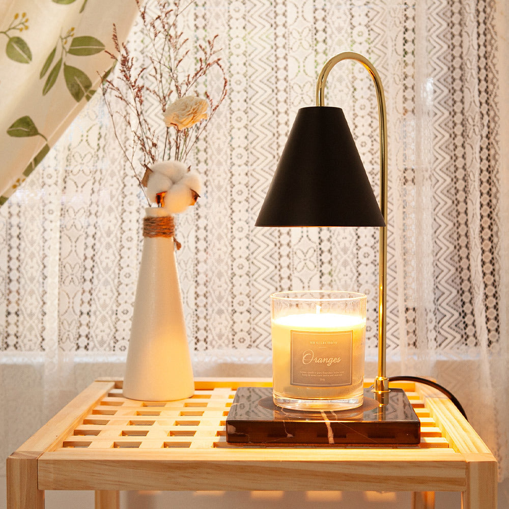 Lampe de table en cire fondante à 1 lumière en marbre et fer carré rond scandinave contemporain pour chambre 