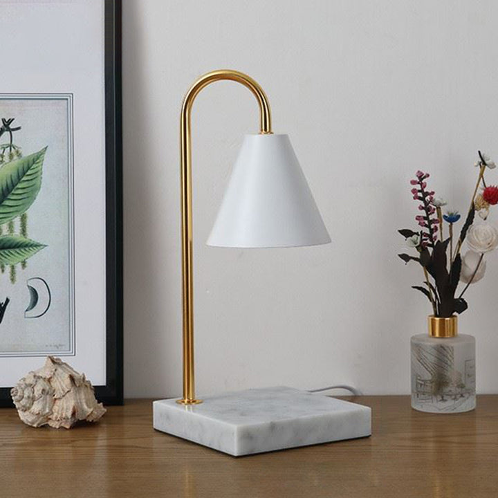 Lampe de table en cire fondante à 1 lumière en marbre et fer carré rond scandinave contemporain pour chambre 