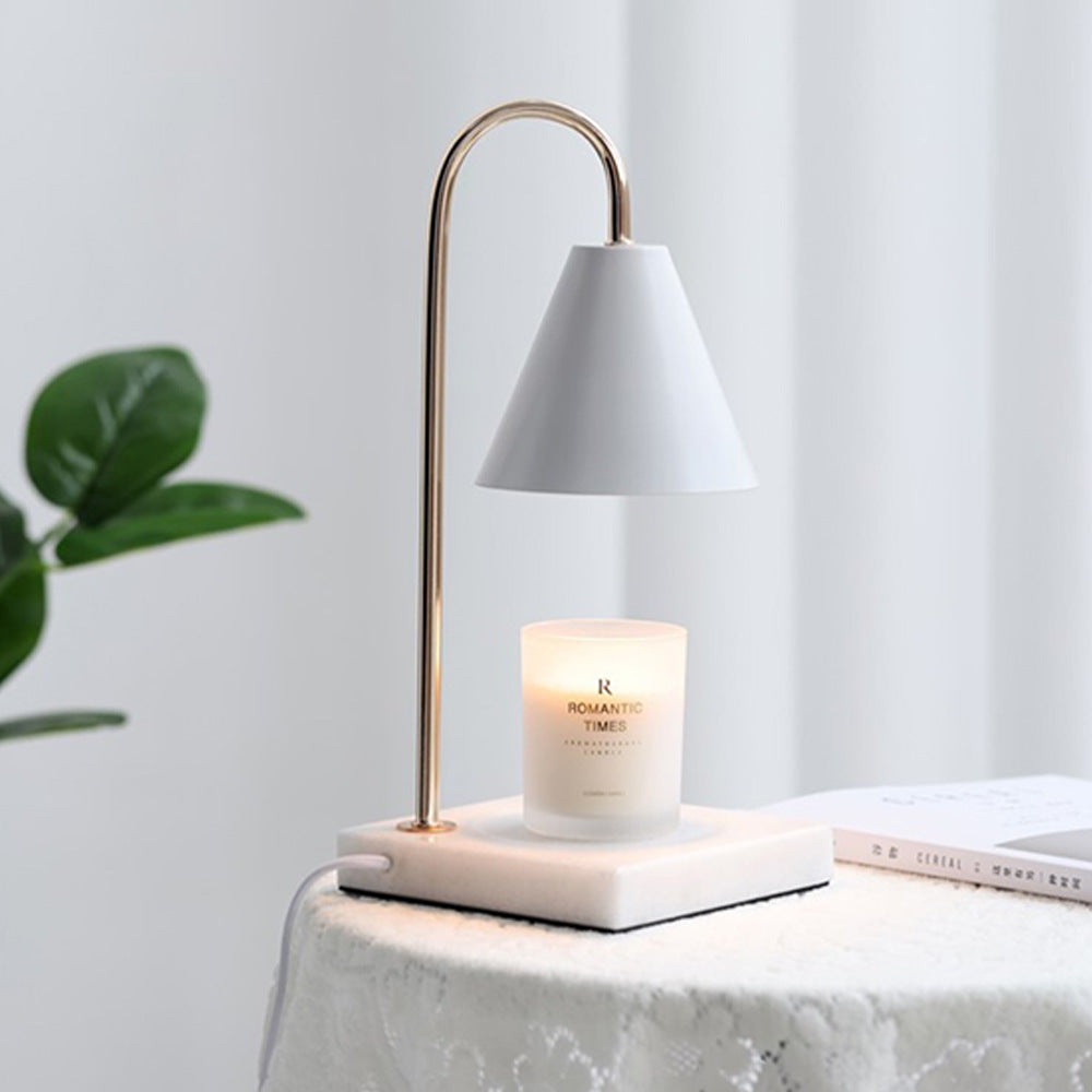 Lampe de table en cire fondante à 1 lumière en marbre et fer carré rond scandinave contemporain pour chambre 