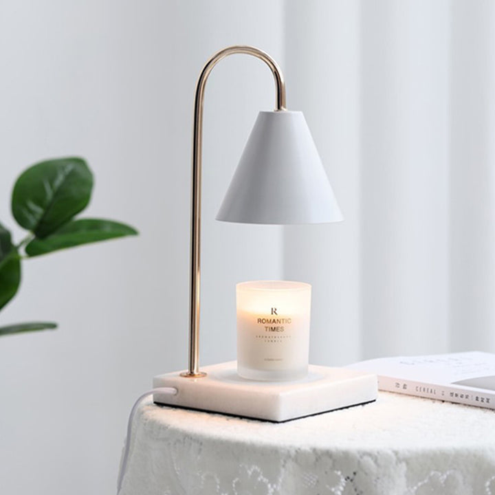 Lampe de table en cire fondante à 1 lumière en marbre et fer carré rond scandinave contemporain pour chambre 
