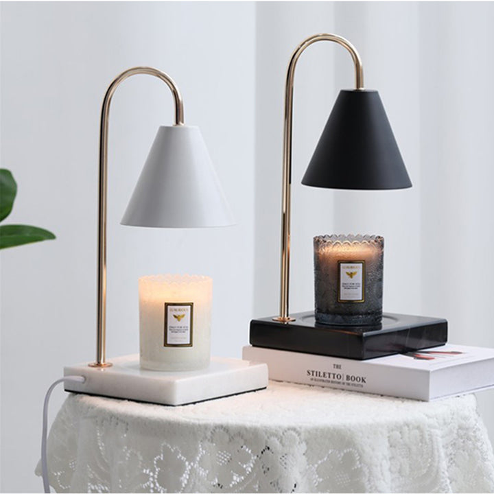 Lampe de table en cire fondante à 1 lumière en marbre et fer carré rond scandinave contemporain pour chambre 