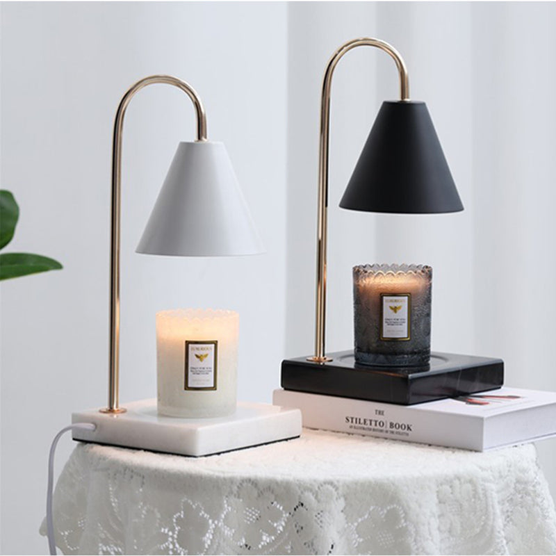 Lámpara de mesa de cera derretida de 1 luz de hierro y mármol cuadrada redonda contemporánea escandinava para dormitorio 