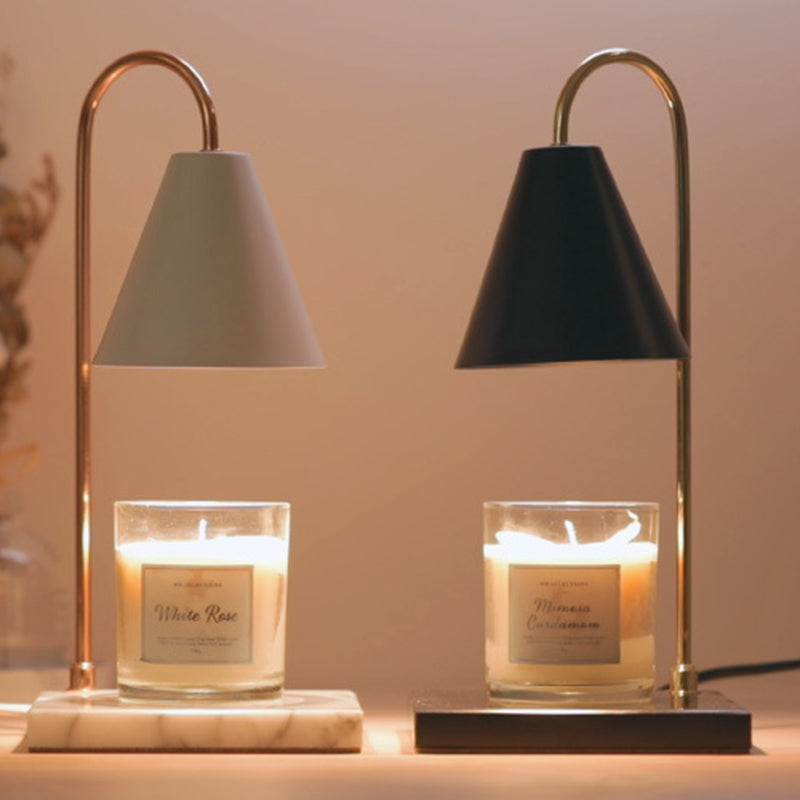 Lampe de table en cire fondante à 1 lumière en marbre et fer carré rond scandinave contemporain pour chambre 