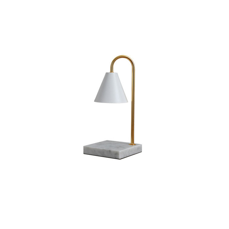 Lampe de table en cire fondante à 1 lumière en marbre et fer carré rond scandinave contemporain pour chambre 