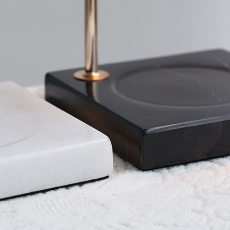 Lampe de table en cire fondante à 1 lumière en marbre et fer carré rond scandinave contemporain pour chambre 