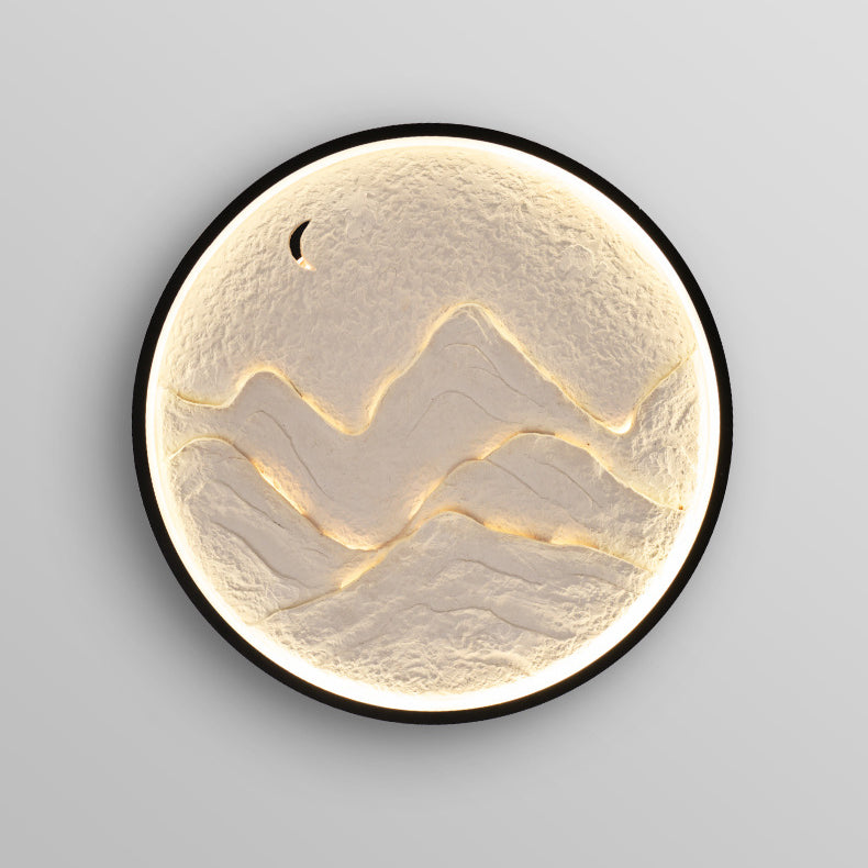 Applique murale LED en plâtre de fer ronde contemporaine scandinave pour chambre 