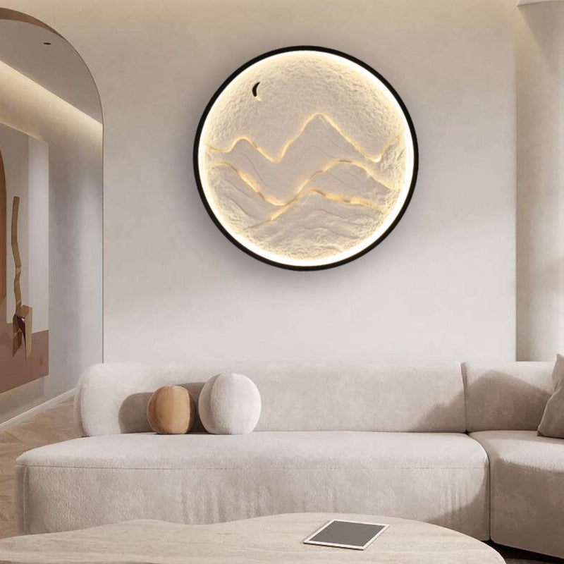Applique murale LED en plâtre de fer ronde contemporaine scandinave pour chambre 