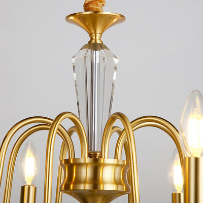 Chandelier contemporain de luxe en cuivre et cristal à 3/6/8 lumières pour salon 