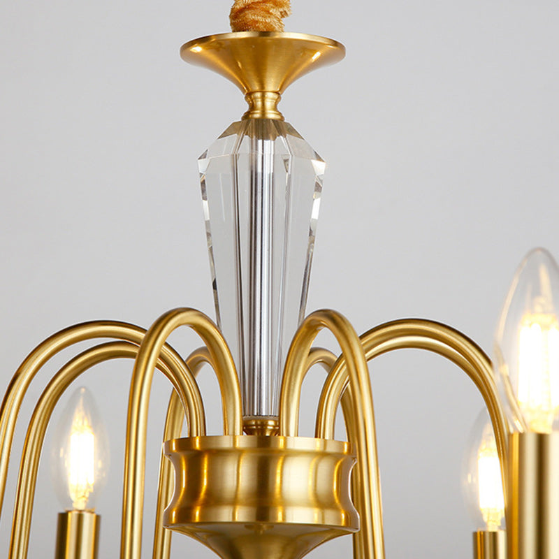 Chandelier contemporain de luxe en cuivre et cristal à 3/6/8 lumières pour salon 