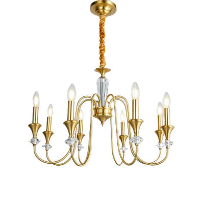 Chandelier contemporain de luxe en cuivre et cristal à 3/6/8 lumières pour salon 