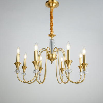 Chandelier contemporain de luxe en cuivre et cristal à 3/6/8 lumières pour salon 