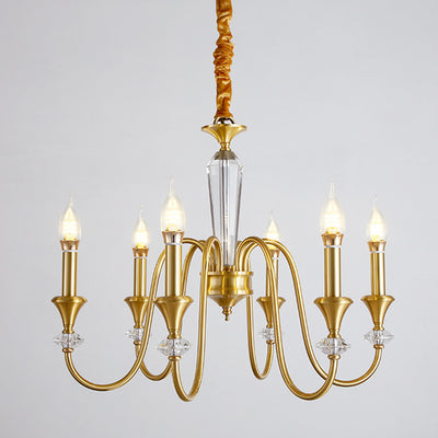 Chandelier contemporain de luxe en cuivre et cristal à 3/6/8 lumières pour salon 