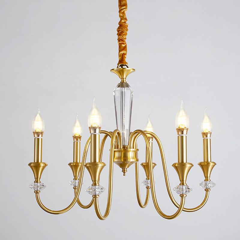 Chandelier contemporain de luxe en cuivre et cristal à 3/6/8 lumières pour salon 