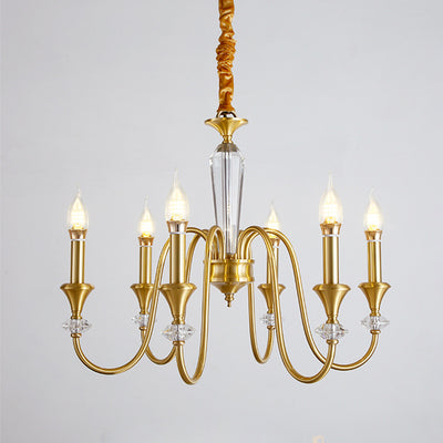 Chandelier contemporain de luxe en cuivre et cristal à 3/6/8 lumières pour salon 