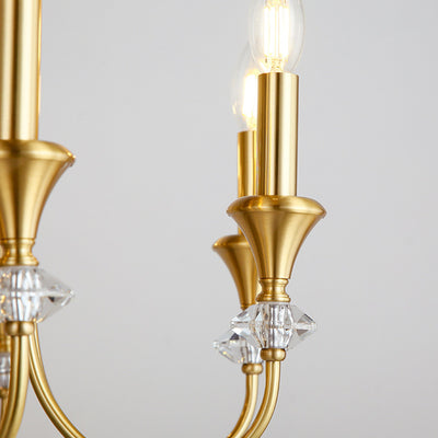 Chandelier contemporain de luxe en cuivre et cristal à 3/6/8 lumières pour salon 
