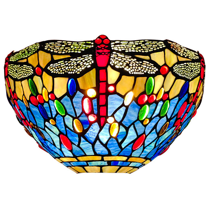伝統的なティファニードラゴンフライステンドグラス女神樹脂ベース1灯テーブルランプ家庭用オフィス用 