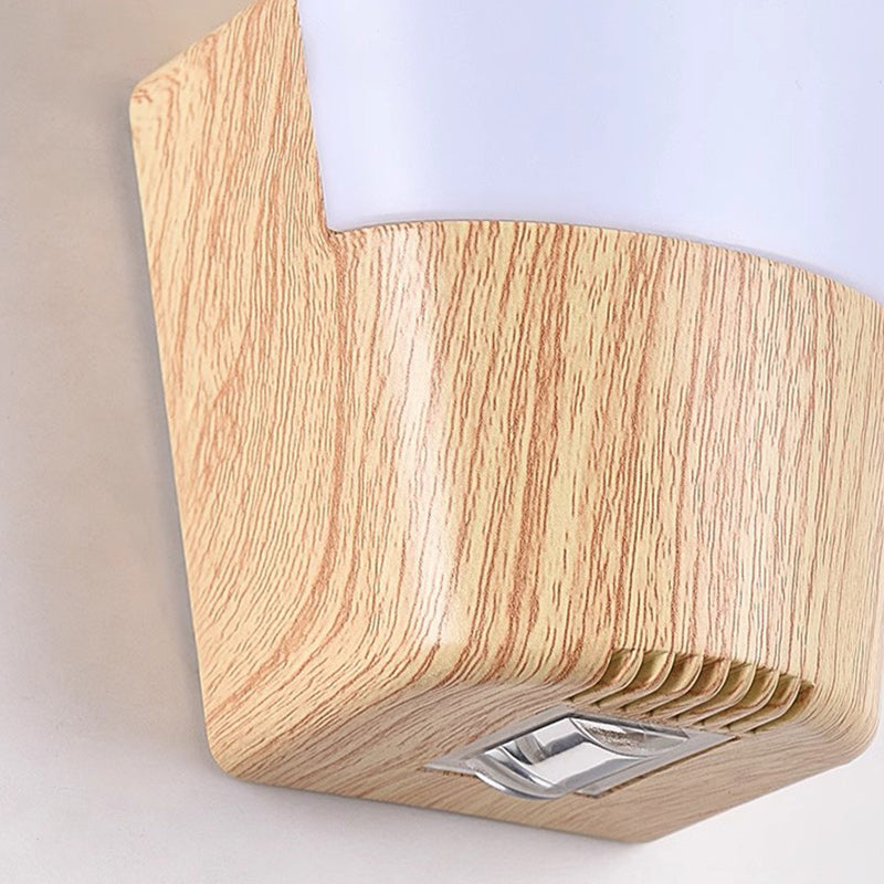 مصباح حائط خارجي مقاوم للماء بتصميم بسيط حديث مع LED منحني وحبيبات خشبية تقليدية ABS للحديقة 