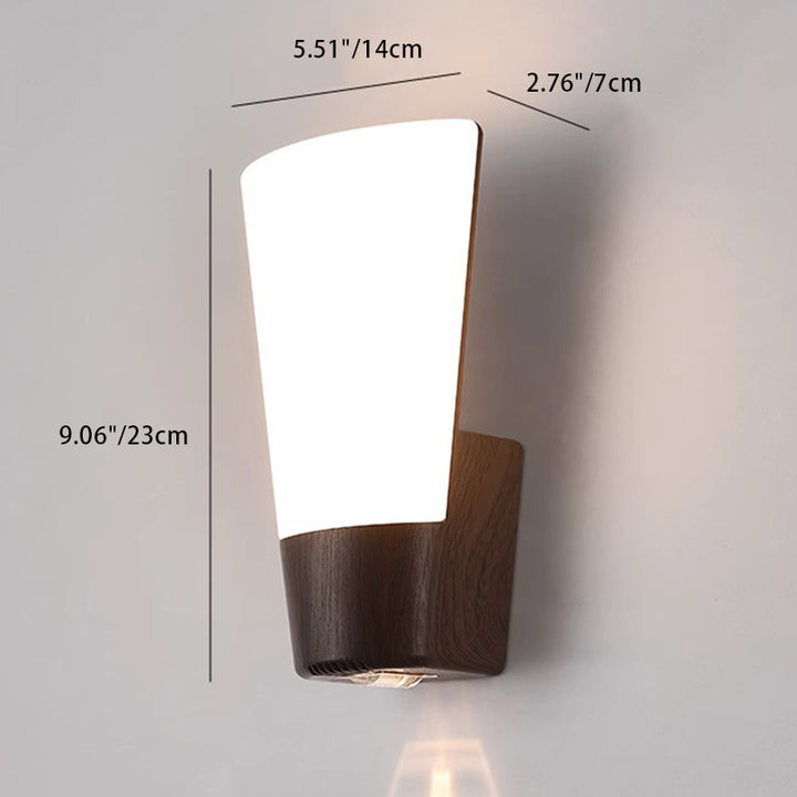 Applique murale extérieure étanche à LED incurvée en ABS imitation grain de bois de simplicité moderne pour jardin 