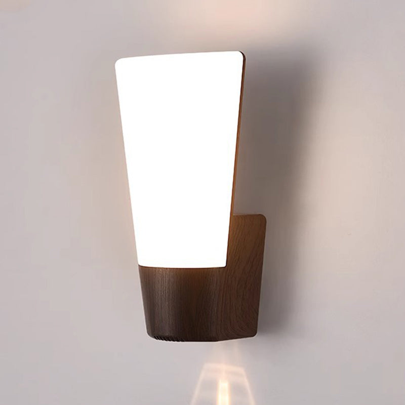 مصباح حائط خارجي مقاوم للماء بتصميم بسيط حديث مع LED منحني وحبيبات خشبية تقليدية ABS للحديقة 