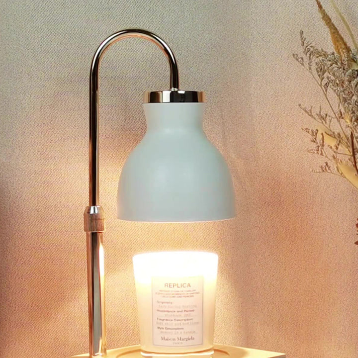 Lampe de table à une lumière en cire fondante avec base carrée en bois et fer pour chambre à coucher 