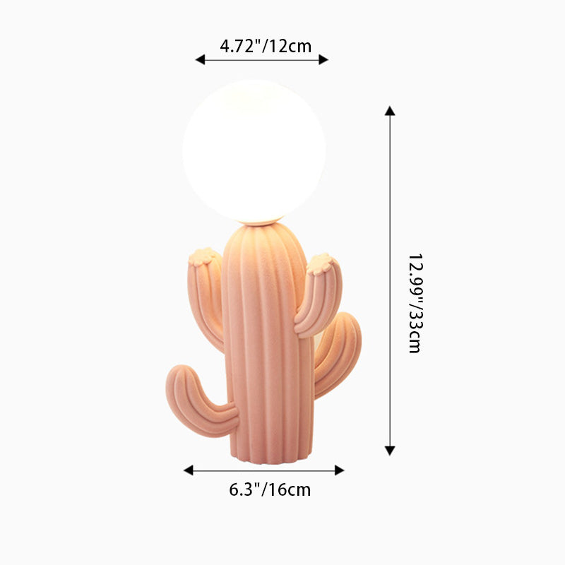 Zeitgenössische kreative pelzige Kaktus-Harz-Tischlampe mit 1 Licht für Schlafzimmer 