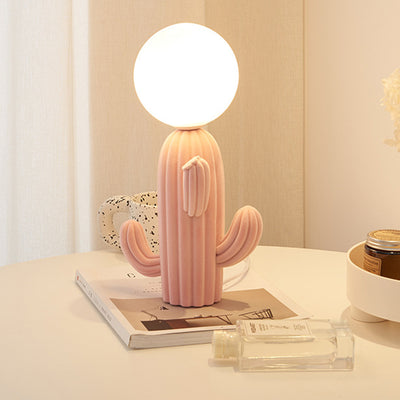 Zeitgenössische kreative pelzige Kaktus-Harz-Tischlampe mit 1 Licht für Schlafzimmer 