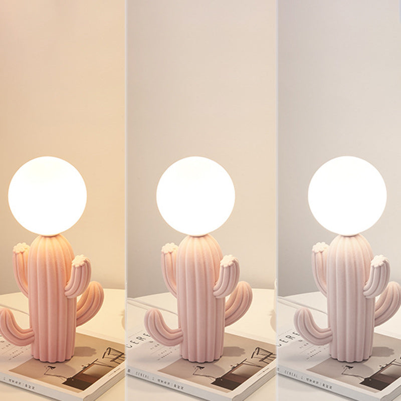 Zeitgenössische kreative pelzige Kaktus-Harz-Tischlampe mit 1 Licht für Schlafzimmer 