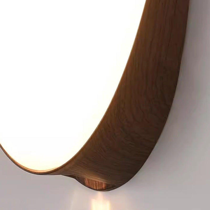 مصباح حائط خارجي مقاوم للماء بتصميم بسيط وعصري من ABS بحبوب الخشب البيضاوية LED للحديقة 