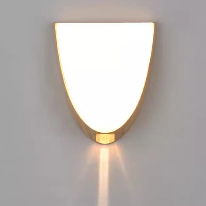 Modern Simplicity Oval Wood Grain ABS LED Waterproof Outdoor Wall Sconce Lamp For Garden