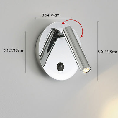 Lampe murale moderne de luxe en cylindre de fer et d'aluminium à 1 lumière réglable pour salon 