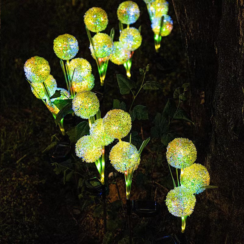 Luz de jardín solar impermeable LED de flor de diente de león artificial creativa contemporánea para patio exterior 