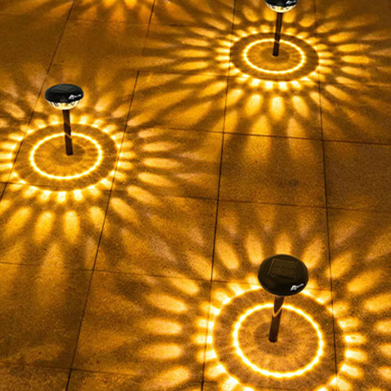 Contemporary Industrial ABS Round LED Solar Waterproof Lawn Insert Light For Outdoor Patio