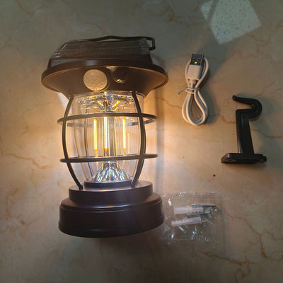 ضوء LED شمسي خارجي مع استشعار جسم الإنسان ABS صناعي حديث للحديقة الخارجية ومخيمات الضوء 