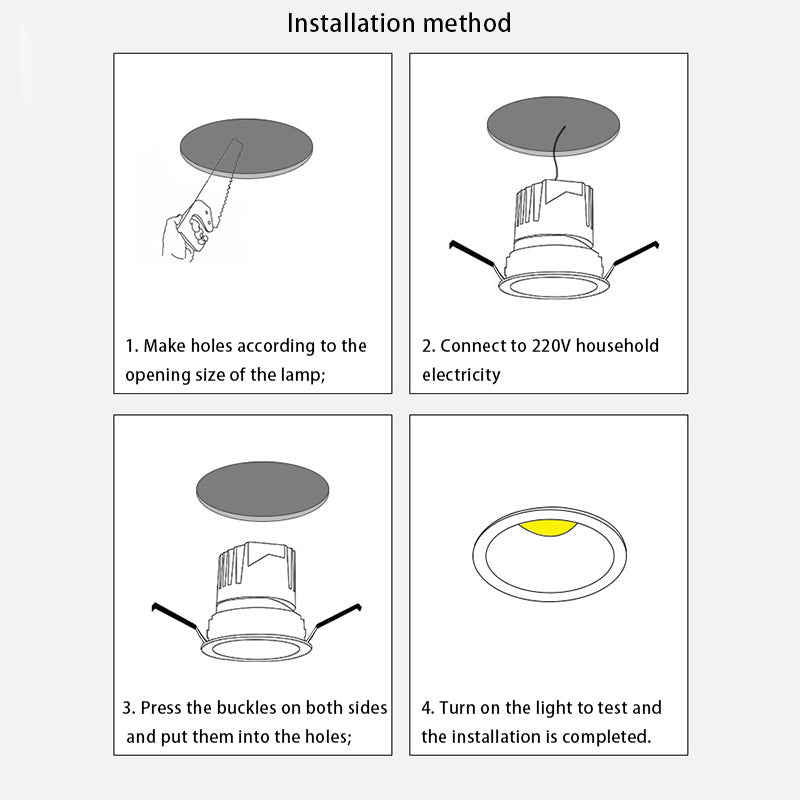 Modern Minimalist Aluminum Round LED Recessed Spotlight Flush Mount Ceiling Light For Living Room