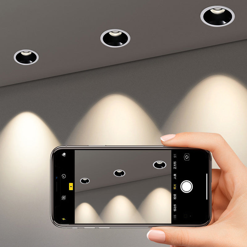 Modern Minimalist Aluminum Round LED Recessed Spotlight Flush Mount Ceiling Light For Living Room