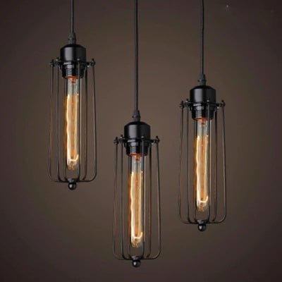 Suspension Luminaire Contemporain Rétro Cylindrique en Verre et Fer à 1 Lumière pour Salle à Manger 