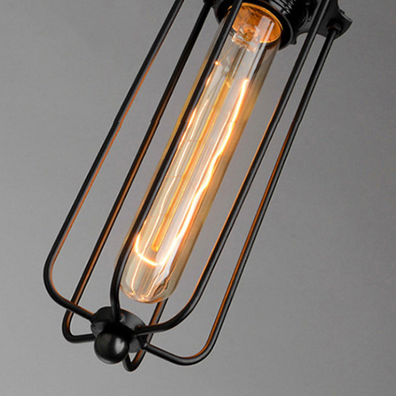 Lámpara colgante cilíndrica de hierro y vidrio contemporánea retro de 1 luz para comedor 