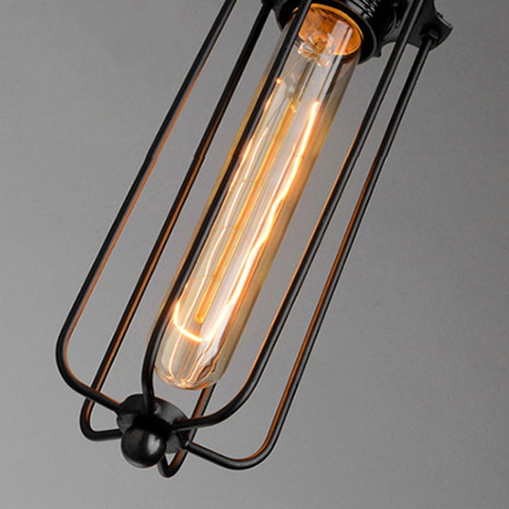 Lámpara colgante cilíndrica de hierro y vidrio contemporánea retro de 1 luz para comedor 